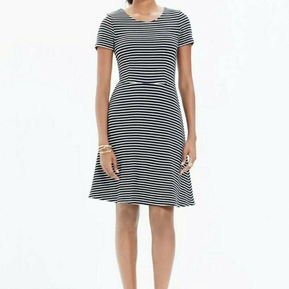 Madewell Gallerist Black White Stripe Dress Small